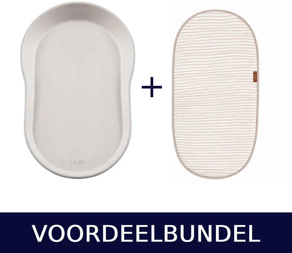 Quax Mamee Aankleedkussen Clay + Inlegkussen Natural Stripes – 2-delige Set