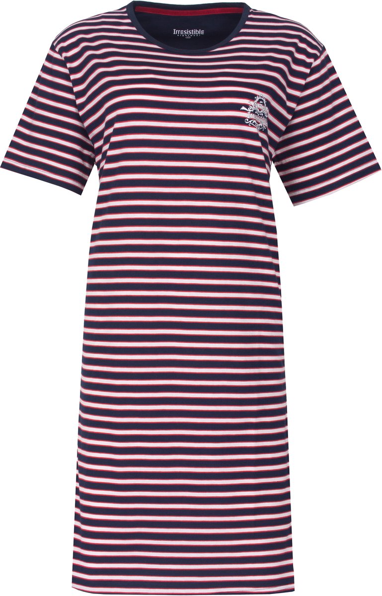 Irresistible Dames Nachthemd - Gestreept - Donker Blauw - Maat XXL