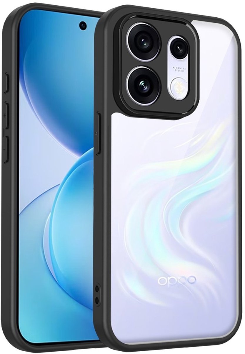 Coverup Hoesje - Geschikt voor OPPO Reno16 / Reno16 Pro Hoesje - Coverup Transparante Back Cover met Camera Cover - Zwart