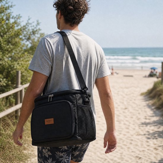Rheinberg - Koeltas 15L - Geïsoleerde Koeltas - Lekvrij & Waterdicht - Met Schouderband - Koeltas voor Strand, Picknick, Auto & Werk - Zwart van RHEINBERG — afbeelding 4