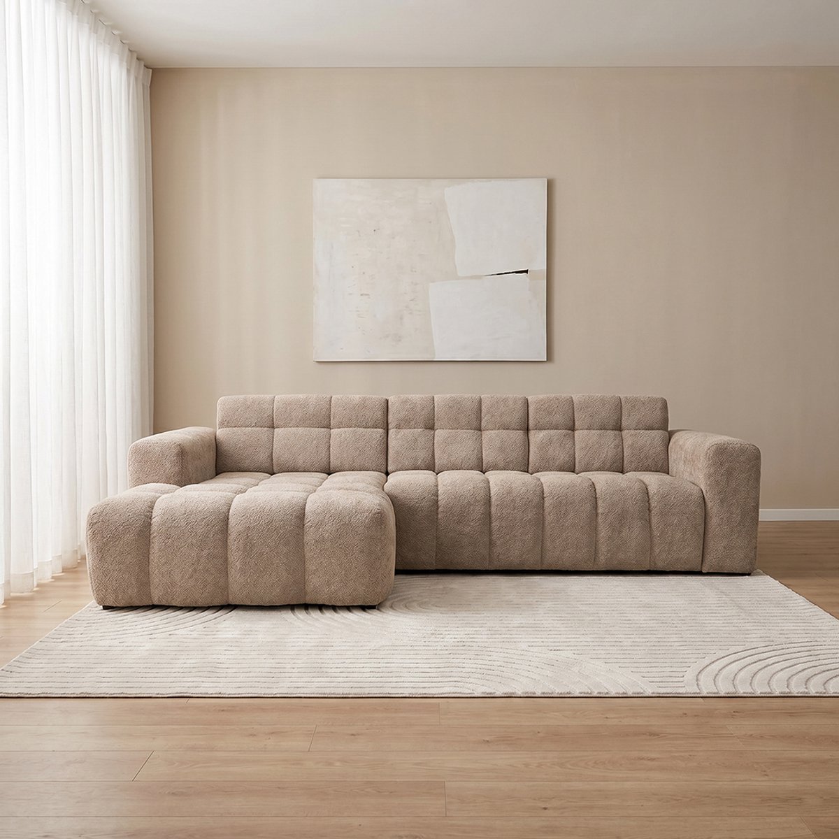 LABEL51 Luna Hoekbank - Bruin - Stof - Loungebank Links - -