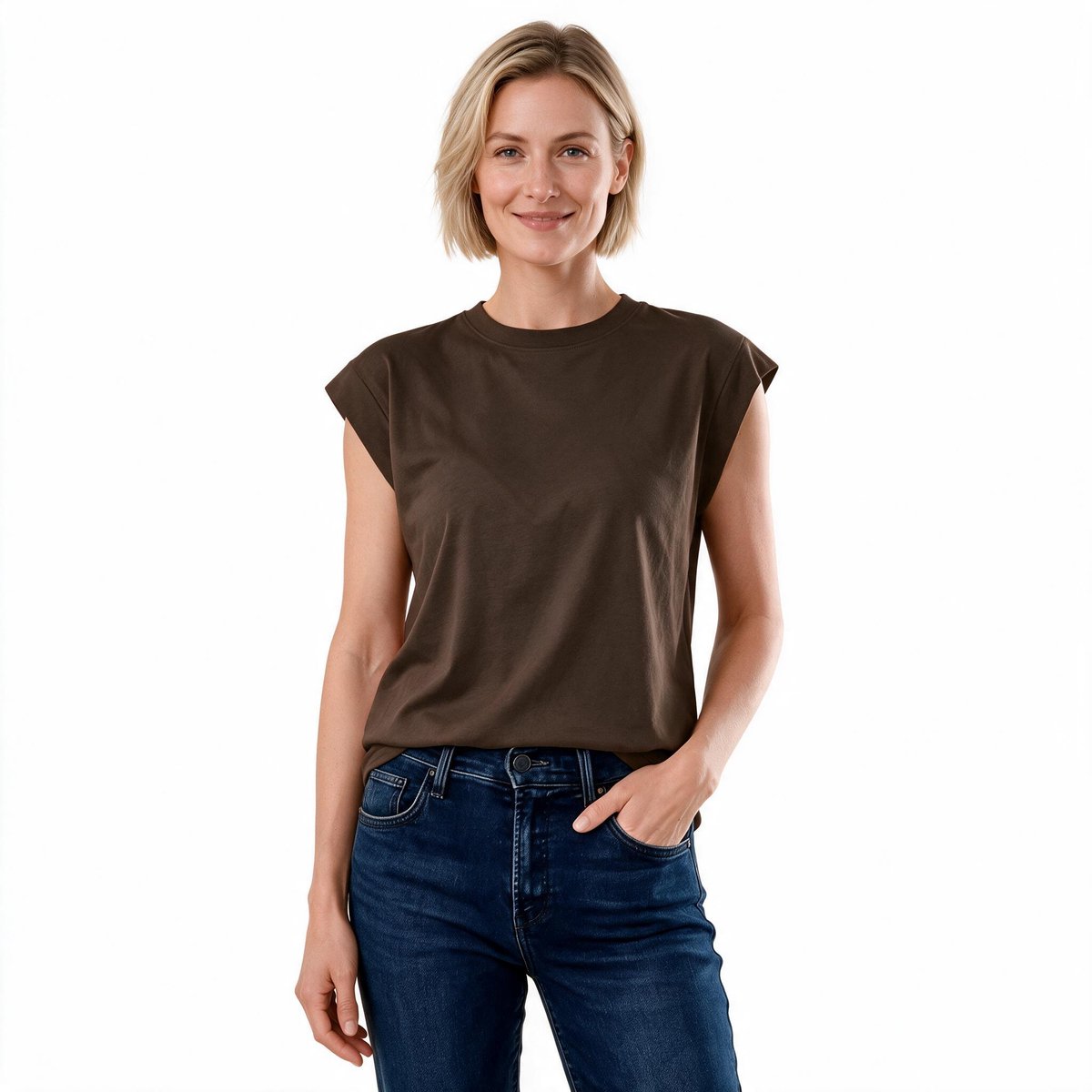 Imily Bela Dames Cropped T-shirt met Kapmouwen