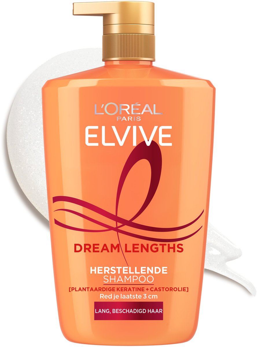 L'Oréal Paris Elvive Dream Lengths Shampoo - Voor lang, beschadigd haar - Herstellende shampoo - 1L