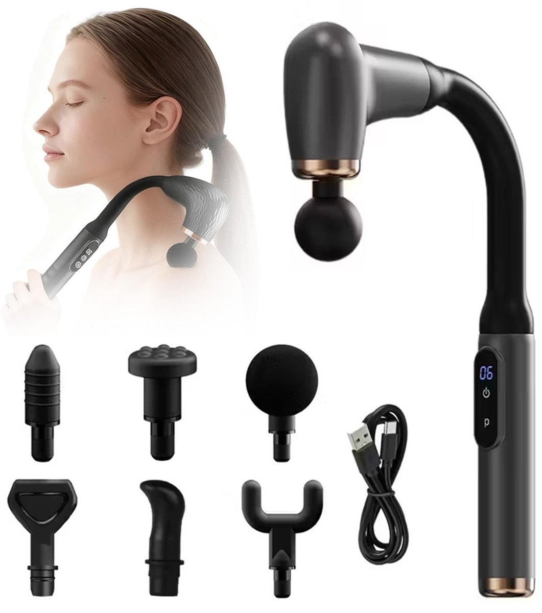 Handmassageapparaat Met 6 Massagekoppen En LCD-Scherm - Meerdere Snelheden Lange Batterijduur Ergonomisch - Voor Verlichting Van Spierpijn in Het Hele Lichaam - Onmisbaar Voor De Start Van Het Schooljaar - Zwart