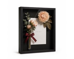 ACAZA Wissellijst - 3D Fotolijst - Diepe Fotolijst - 40x50 cm - MDF Hout - Zwart - 3D Fotolijst voor Objecten - Box Frame