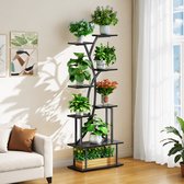 Plantenrek met 8 Niveaus - Plantentrap - 163 cm Hoog - Industrieel Design - Metaal & Hout - Woonkamer & Balkon - Zwart