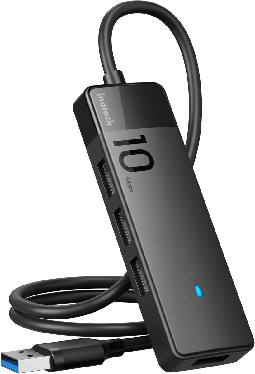 Inateck USB Hub 3.2 Gen 2, USB-verdeler met 4-poorts USB-A-poorten, 50 cm kabel, compatibel met Windows 7/8/10/11, Mac OS, Linux