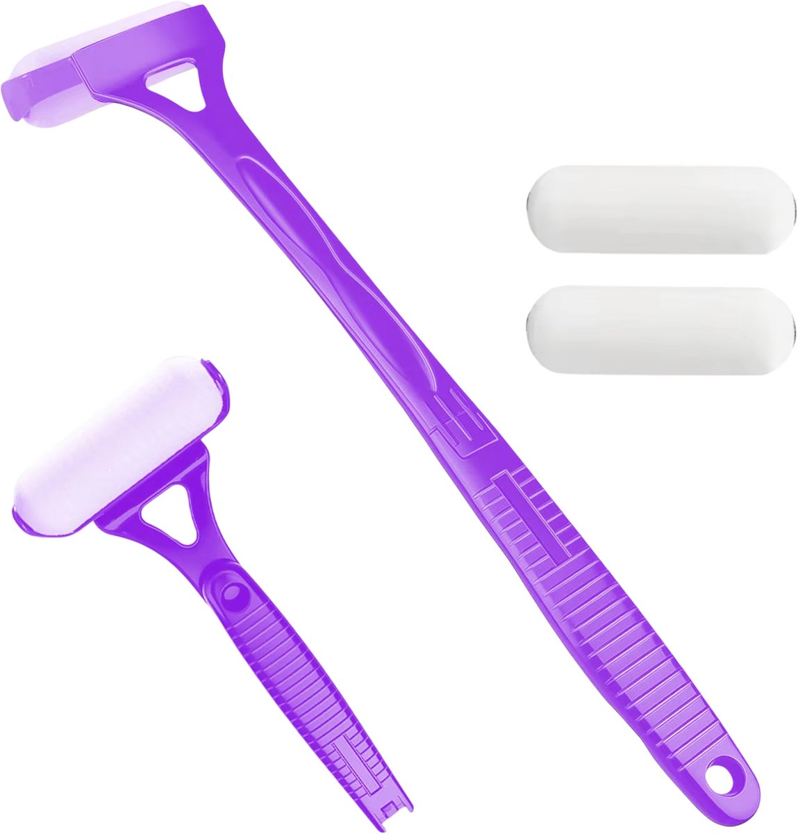 Zelfbruinings Applicator – Lotion Applicator voor de Rug met Lange Steel, Opvouwbaar, Draagbaar, met 2 Vervangende Koppen - Paars
