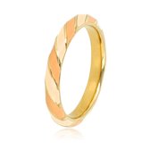 My Bendel - Goudkleurige Epoxy Ring met Streepjes - Beige & Bruin - met Luxe Cadeauverpakking | Sieraden Voor Dames | Maat 17.00 Mm / Maat 53