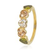 My Bendel - Hartjes Ring met Kleurrijke Kristalglazen - met Luxe Cadeauverpakking | Sieraden Voor Dames | Maat 18.00 Mm / Maat 57