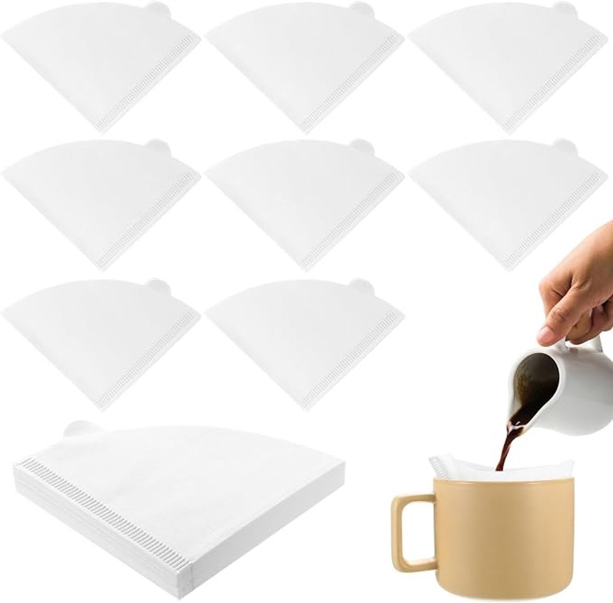 Koffiefilters maat 1, V-vorm, ongebleekt, 200 stuks