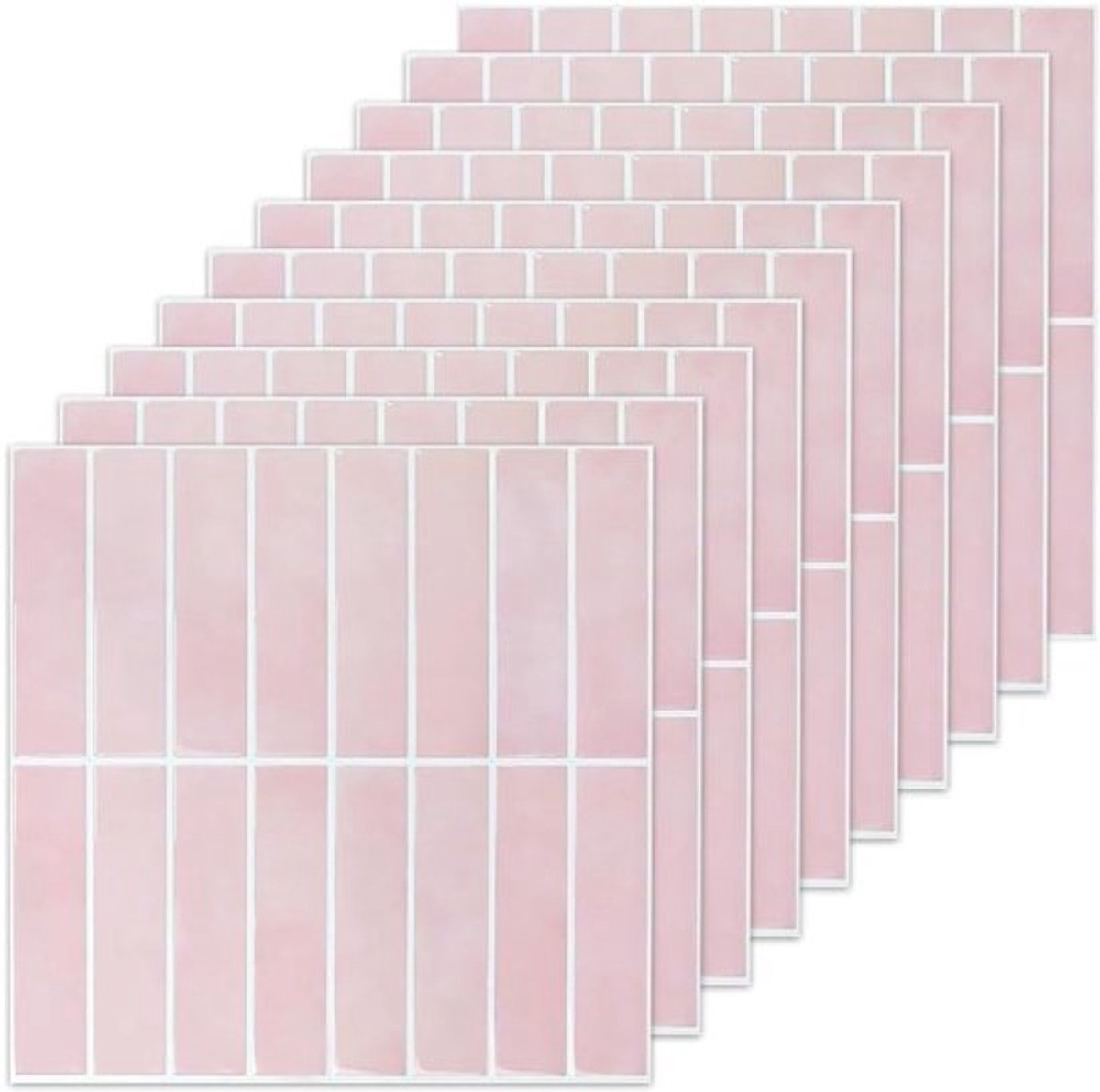 3D-wanddecoratie tegelstickers, 10 stuks, zelfklevend en verwijderbaar, vinyl tegels voor keuken en badkamer, 30 x 30 cm in roze