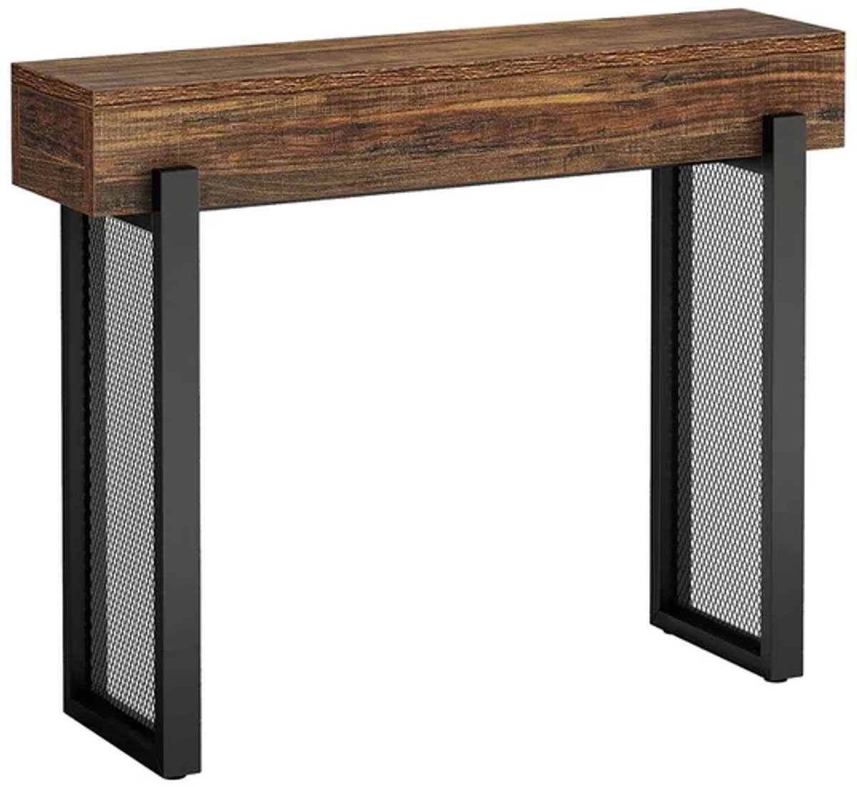 DMG Supply Consoletafel - Met Verborgen Opbergruimte - 105 x 30 x 80 cm - Bruin/Zwart - MDF en Metaal