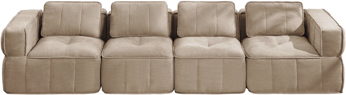 HAUSS SPOLE Zitbank - Modulaire 4-Zits Bank - Wolkzacht Comfort Zonder Montage - Voor Woonkamer En Lounge - Polyester Sand