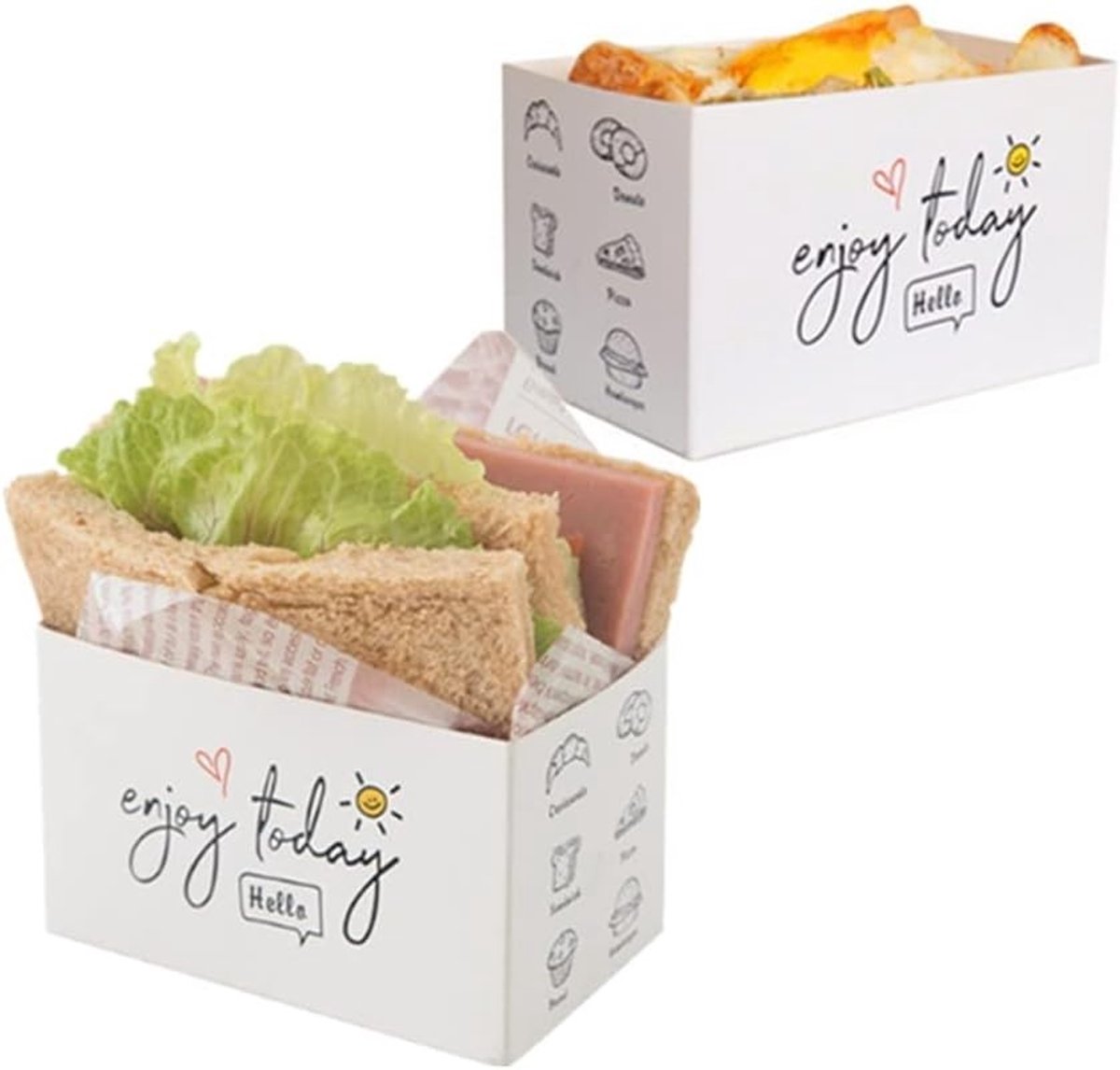 50 Stuks Papieren Afhaaldozen, Mini Burgerdozen, Tray voor Toast en Sandwiches, Ideaal voor Takeaway Voeding en Snacks