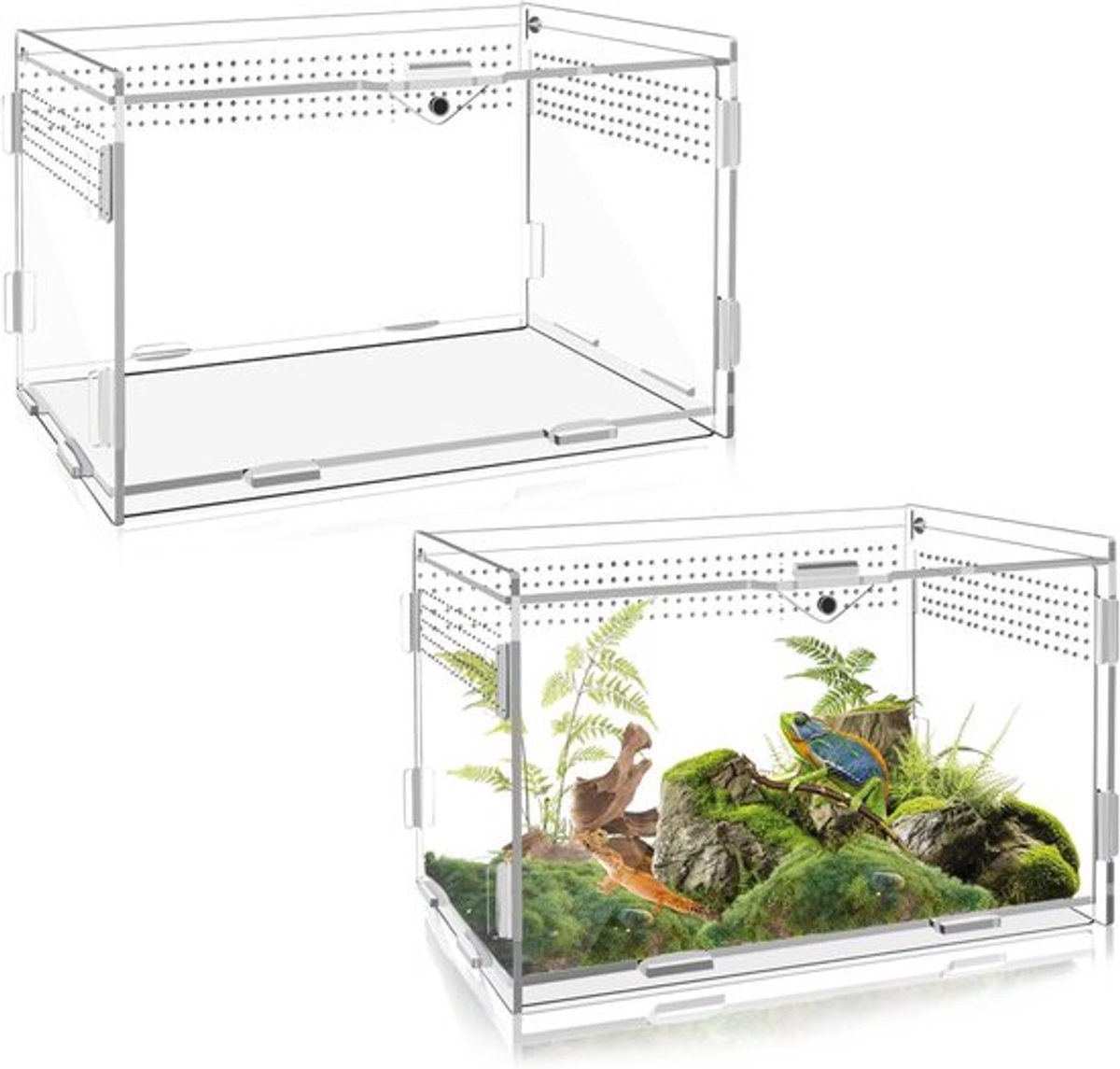 2 sets acryl mini-spinnenbehuizing 20 x 10 cm - transparant terrarium voor tarantula's en reptielen