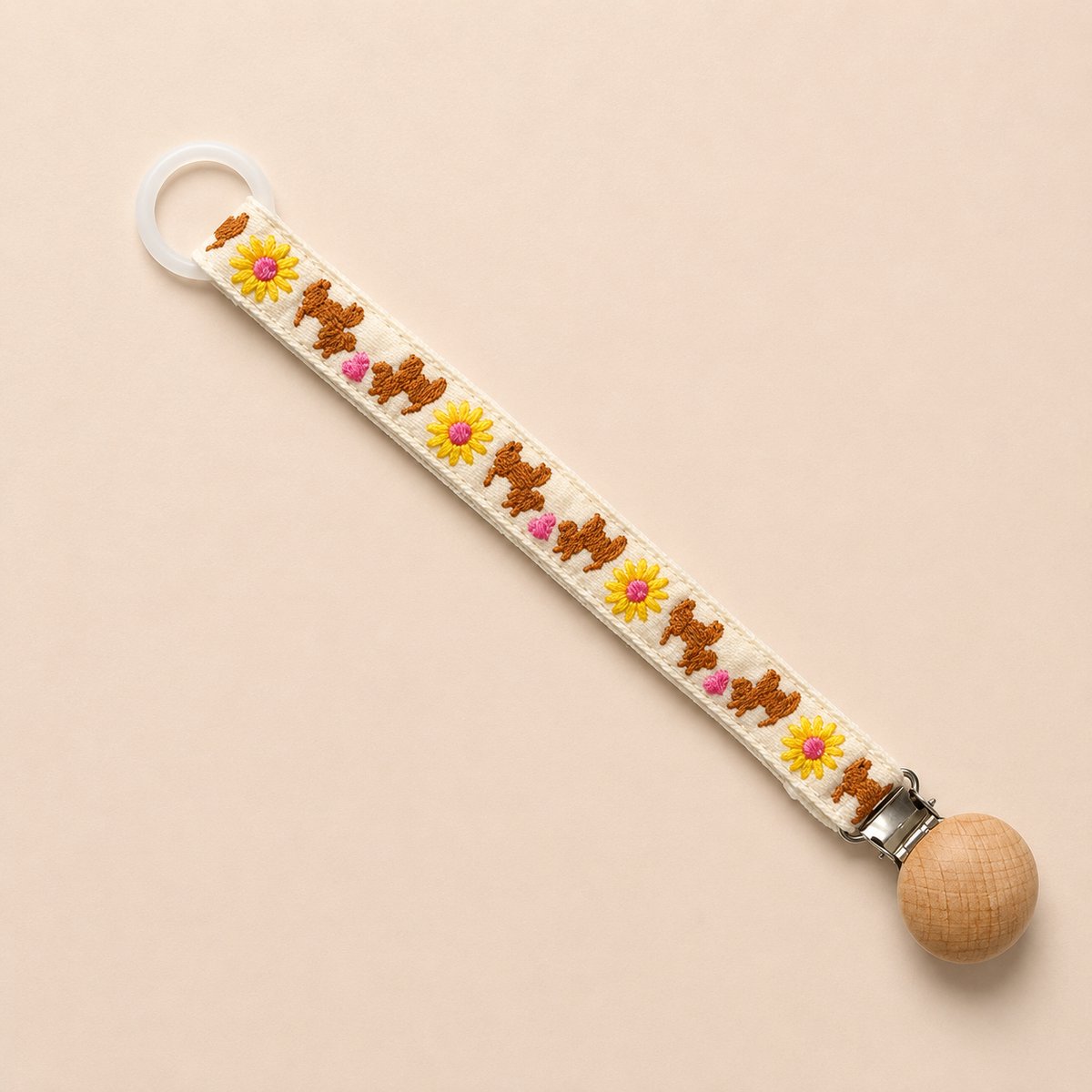 Stoffen Speenkoord met Hondenprint | Katoenen Speenketting met Houten Clip | Fopspeenhouder Baby Meisje | Babyshower | Accessoires Baby | Speenkoord Meisje | Speenkoord Jongen | Kraamcadeau |