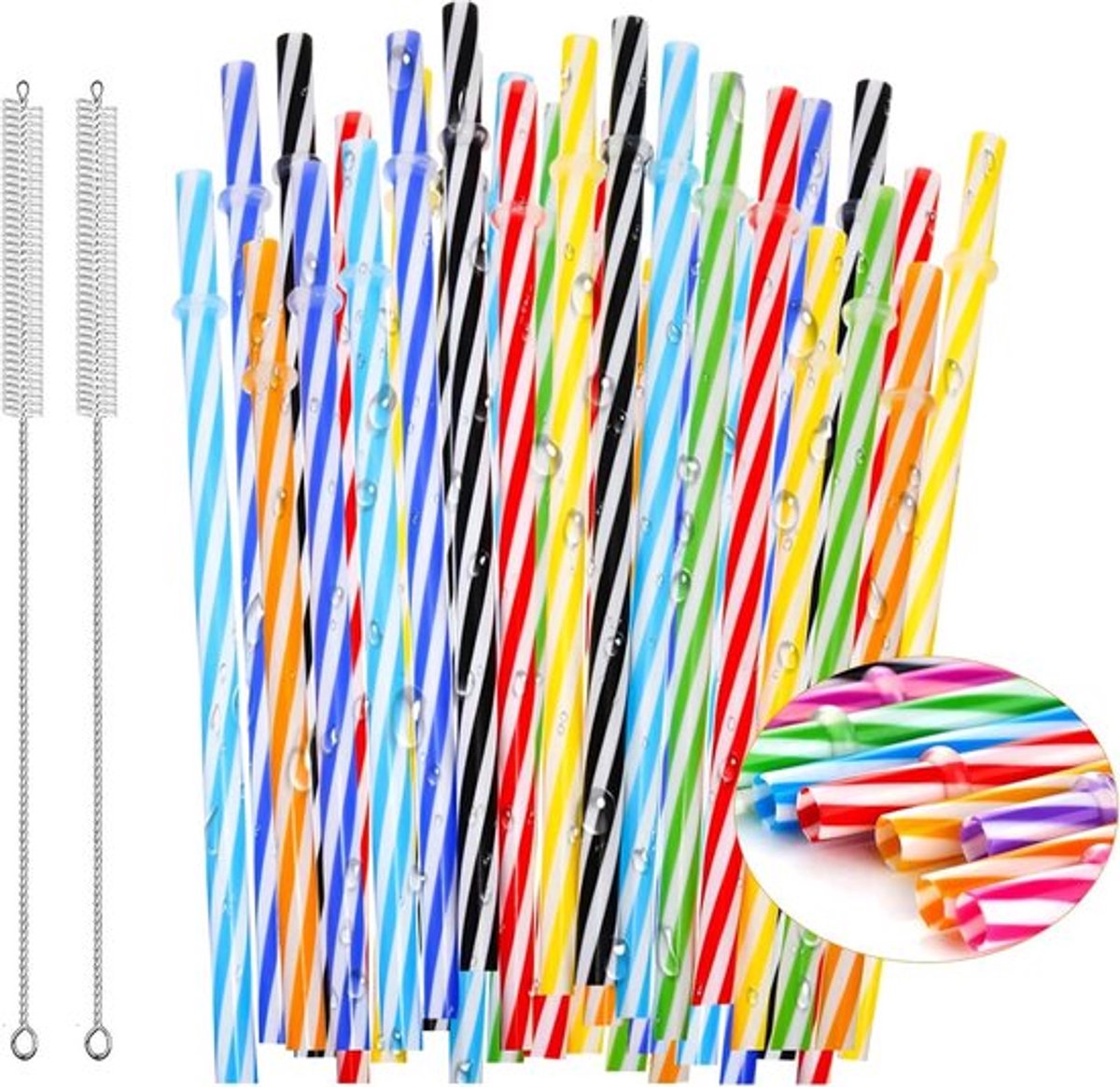 60 stuks harde herbruikbare rietjes - vaatwasmachinebestendig - plastic - rietjes voor smoothies sap cocktails - shakes warme dranken - 23 cm lang - 07 cm diameter
