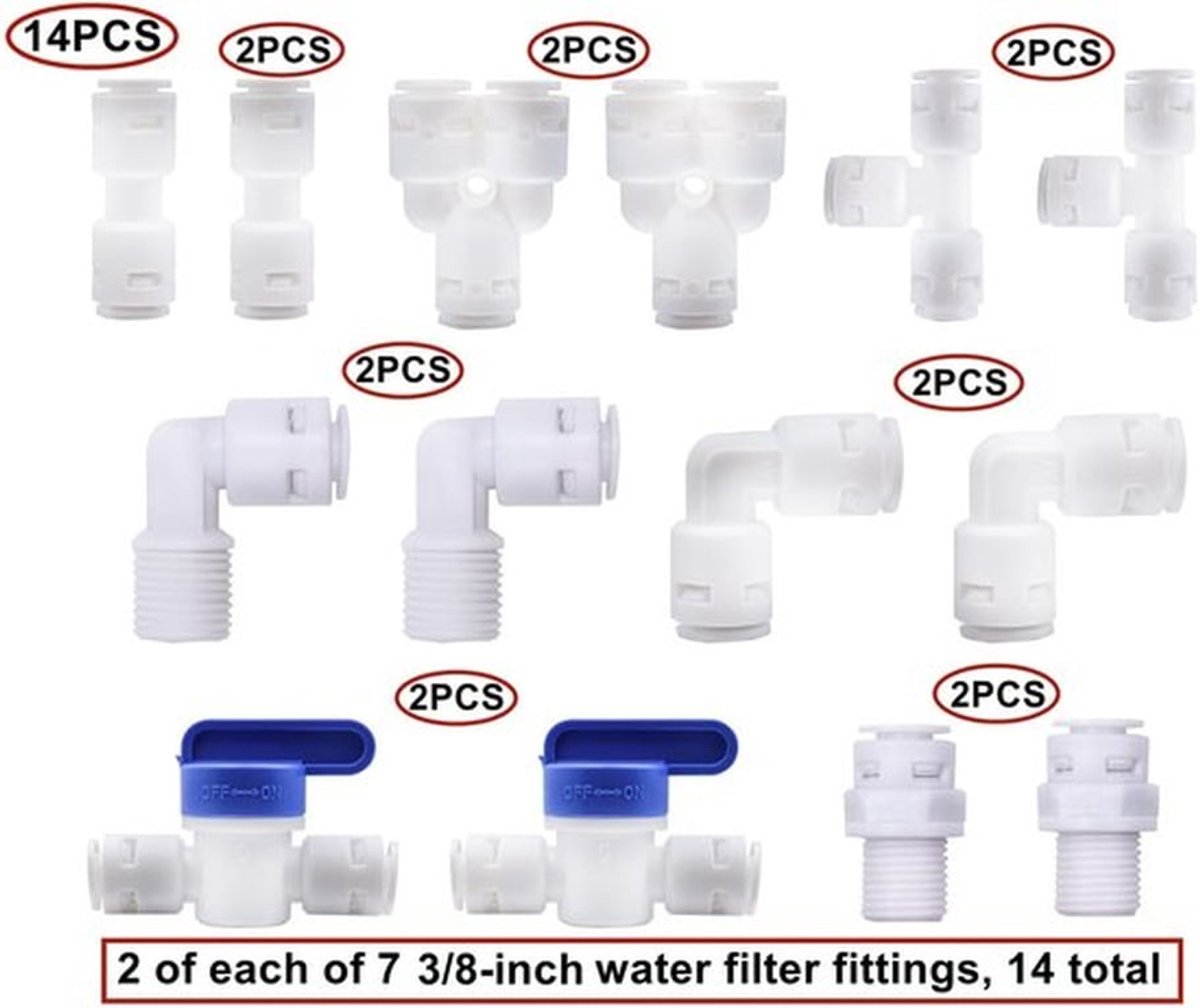 Aansluitset 5 Meter - Universele Waterinlaat Pijp - 14 Stuks Waterfilterfitting - Push-Fit Technologie - Voedselveilige Materialen - Lekvrij - Wateraansluitset