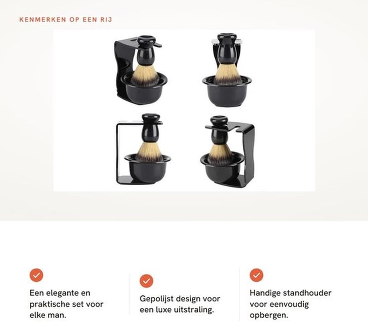 Scheerkwastenset - 3 Stuks - Scheerkom - Scheerstandaard - Scheermes Houder - Perfect Cadeau voor Mannen - Klein Formaat - Scheerset