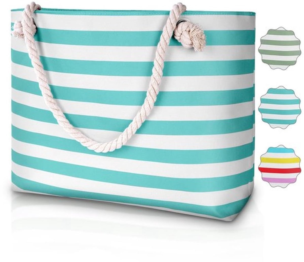 Strandtas Grote Capaciteit - Multifunctionele Strandtas - Canvas Boodschappentas - Schoudertas - Vakantietas - Geschikt voor 3-4 Personen