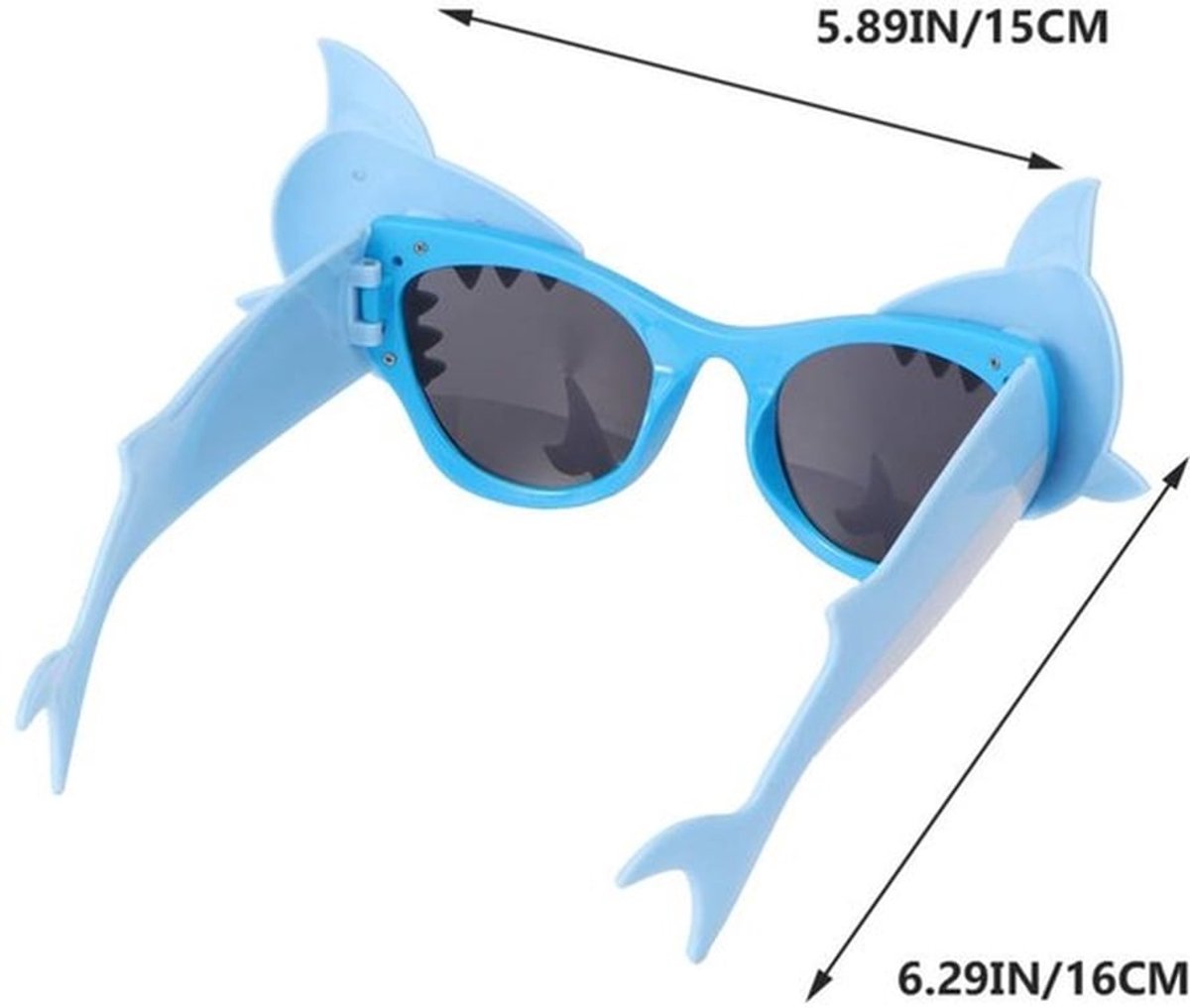 Zonnebril - 2 Stuks Grappige Bril - Feestzonnebril - Haaienbril - Kunststof - Blauw - Perfect voor Feestgelegenheden - Feestbril