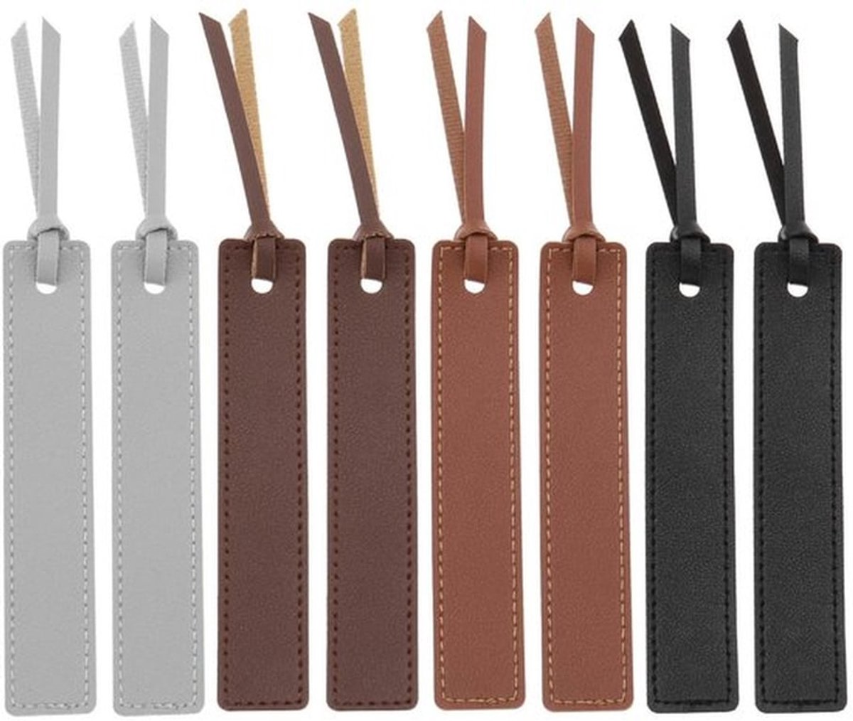 Bladwijzer Set 8 Stuks - PU Lederen Bladwijzers - Multicolor - 13 cm x 2,4 cm - Duurzaam - Handige Maat - Boekenlegger
