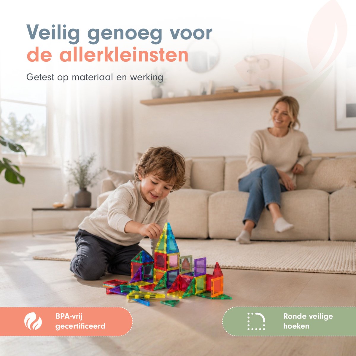 Magnetic Tiles mini - Travel set - 40 stuks - Magnetische tegels - Speelgoed - Magneet tegels - Montessori - Bouwstenen - Constructiespeelgoed - Met 2 Magna poppetjes — cadeau in Spellen & Speelgoed - foto 6
