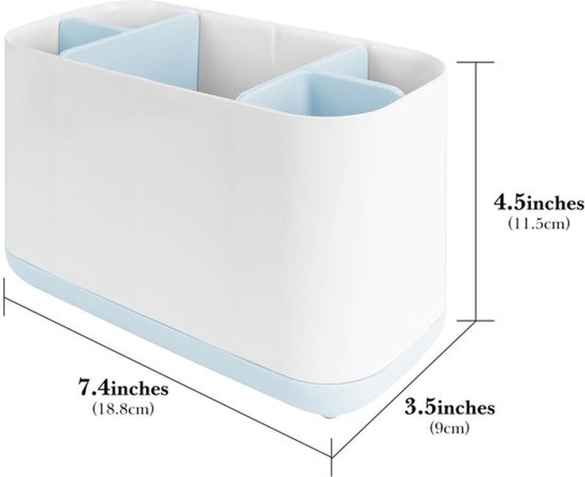 Houder voor elektrische tandenborstel - Opbergrek met 5 vakken - Wit + Blauw - Tandenborstelhouder - Organiseer mondverzorging - Geschikt...
