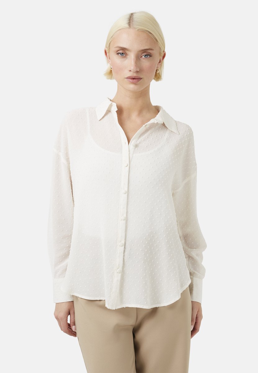 Brave Soul - Overhemd - Polyester - Vrouwen - Maat XS - gebroken wit