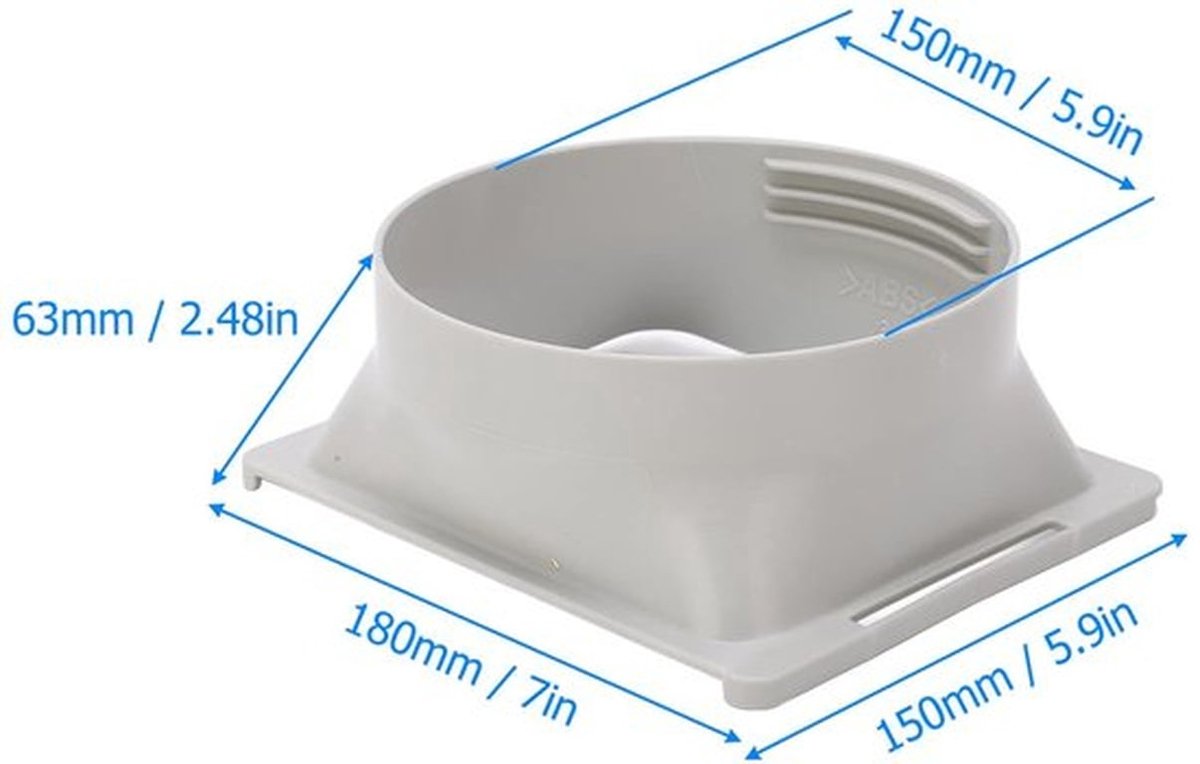 Uitlaatslangconnector Vierkant Naar Ronde - Slangkoppeling - Draagbare AC-slangadapter - Compatibel Met 5,9/6 Inch Slangen - ABS Materiaal - Past Rechtsom/Linksom