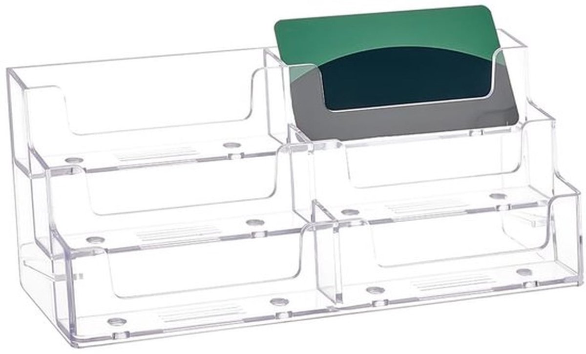 Visitekaarthouder 6 Pocket - Acryl Organizer - Kaarten Display - Thuis/Kantoor - Bevat 200 kaarten - Afmetingen 78 mm dik - Kaarthouder