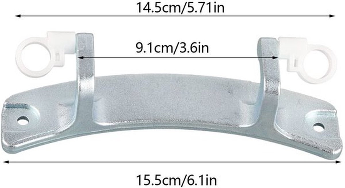 Deurscharnier Aluminium - Vervangingsdeel Wasmachine - Universeel - Handmatig te Installeren - Afmetingen 15,5 x 14,5 x 9,1 cm - Gewicht 155g - Wasmachineonderdeel