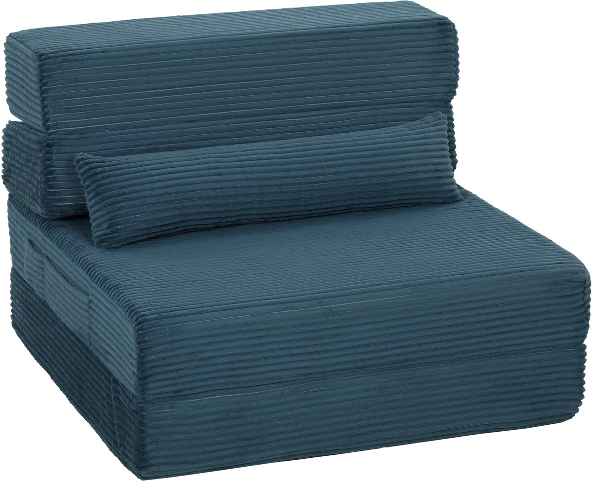 HOMCOM - Vloerstoel - Fluweel met koordrand (100% polyester) - 70 x 190 x 12,5 cm - Blauw