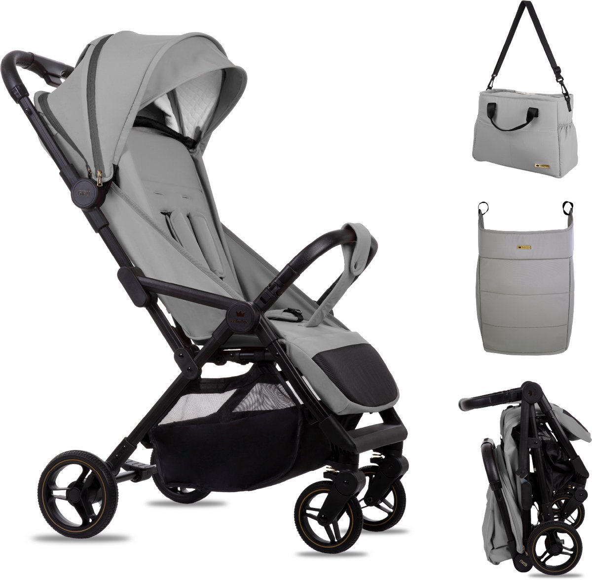 Babylux Buggy Kinderwagen GIAU Reisbuggy met Ligfunctie, Kleur: Steel