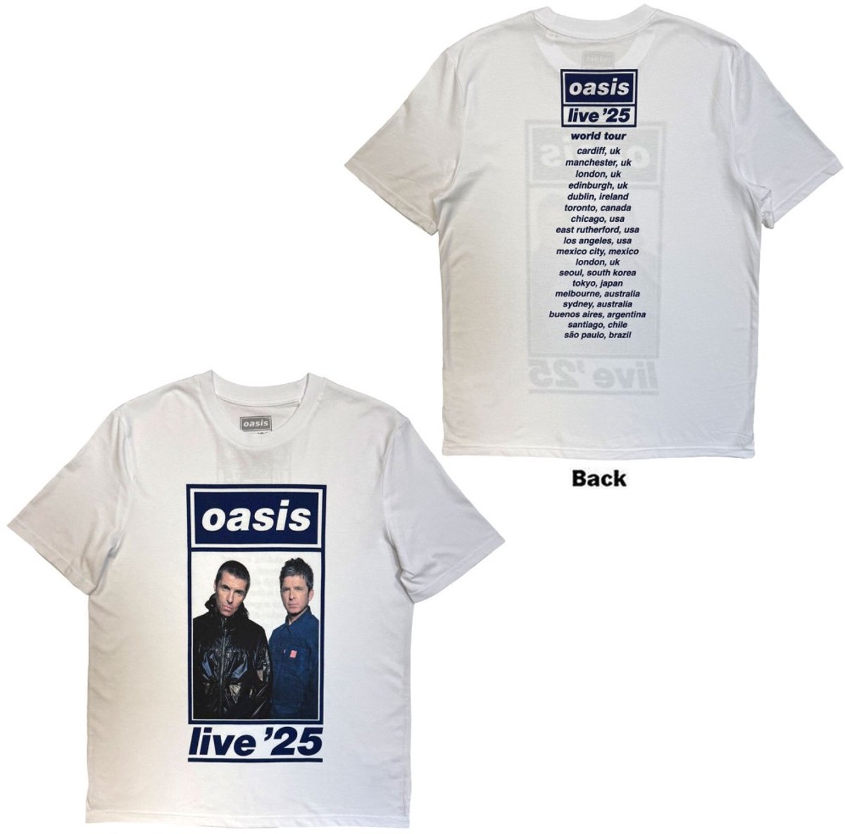 Oasis - Colour Photo Live '25 World Tour Heren Tshirt - L - Wit