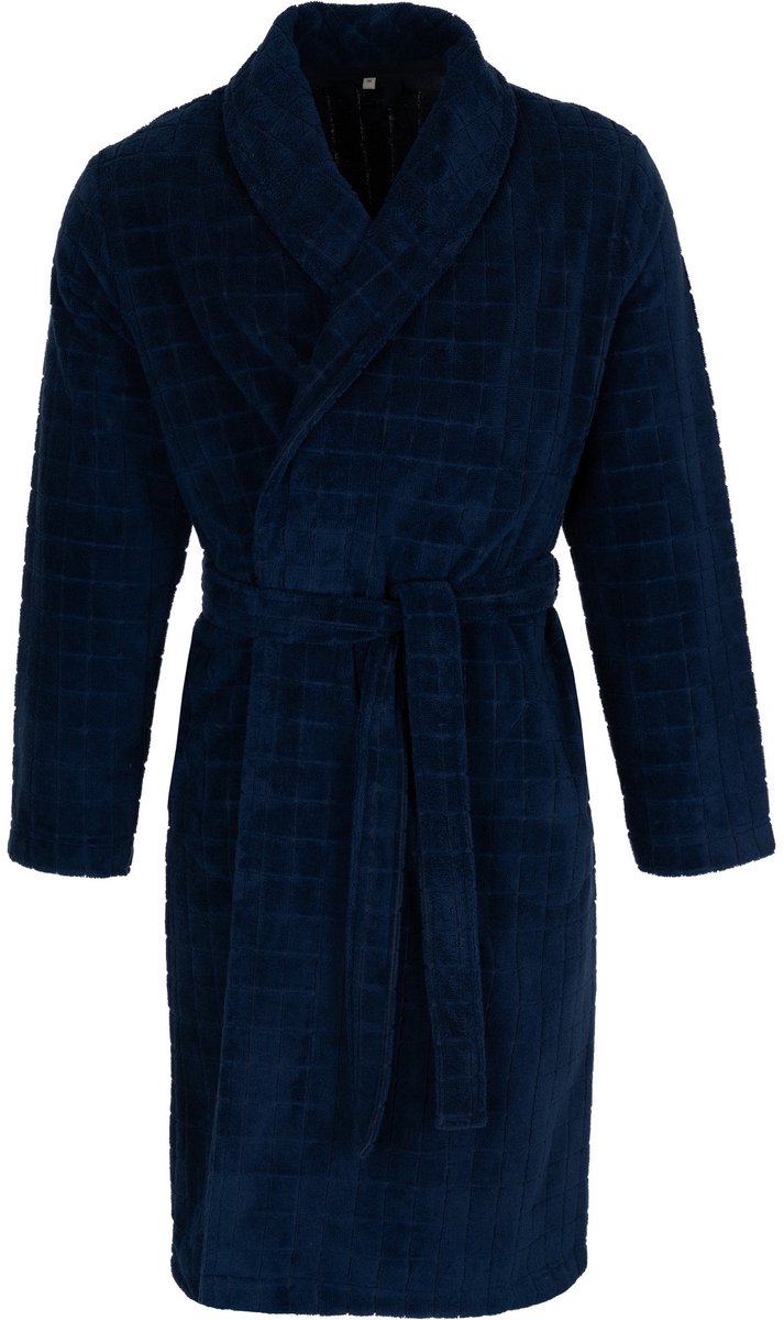 Pastunette - Badjas - Blue Draft - Badstof - Donkerblauw - Maat L