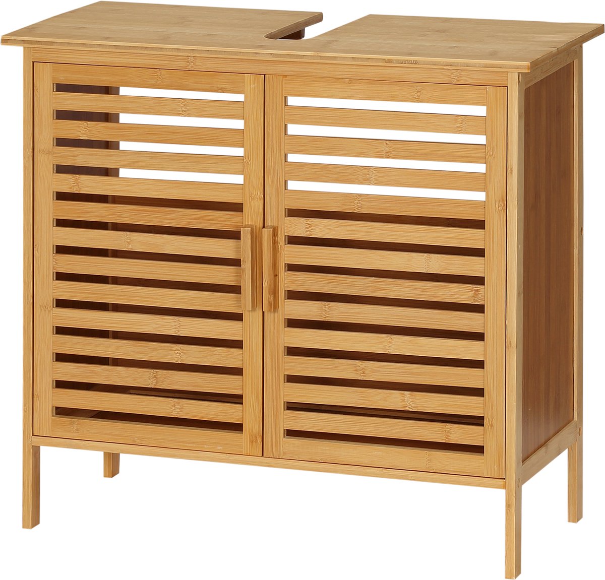 Badkamerkast - bamboe - 2 deuren - 66 x 29 x 61,5 cm - Badkamermeubel onder wastafel