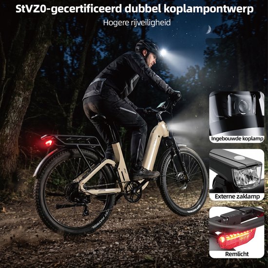 27,5 inch Elektrische Fiets - Full Suspension Elektrische Mountainbike -Softtail Frame - 120 km Actieradius - 720Wh Grote Accu(48V 15Ah) - 70Nm Krachtig Koppel - Hydraulische Schijfremmen - Shimano 7 Versnellingen - Elektrische Stadsfiets - Wit — afbeelding 3