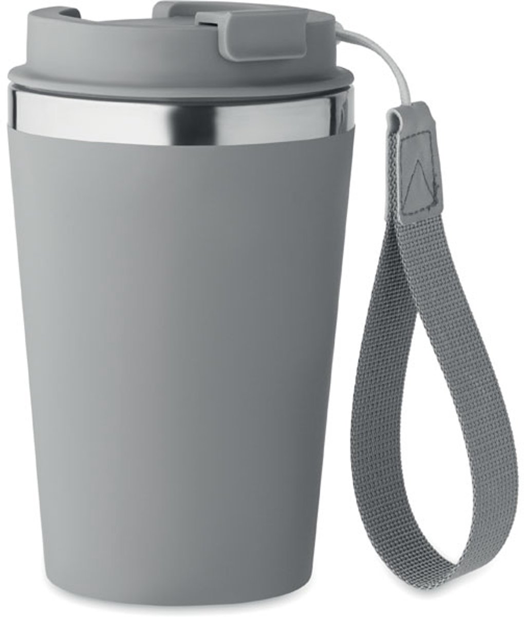Koffie to Go Beker 350ML van gerecycled roestvrij staal Steen Grijs