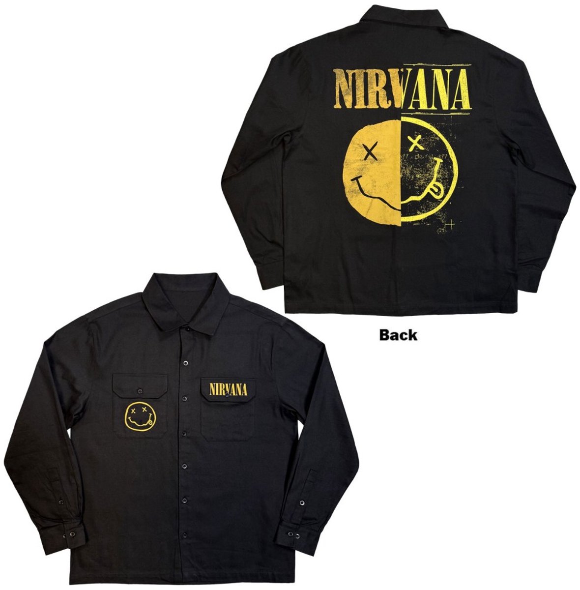 Nirvana - Logos Split Shirt - XL - Zwart