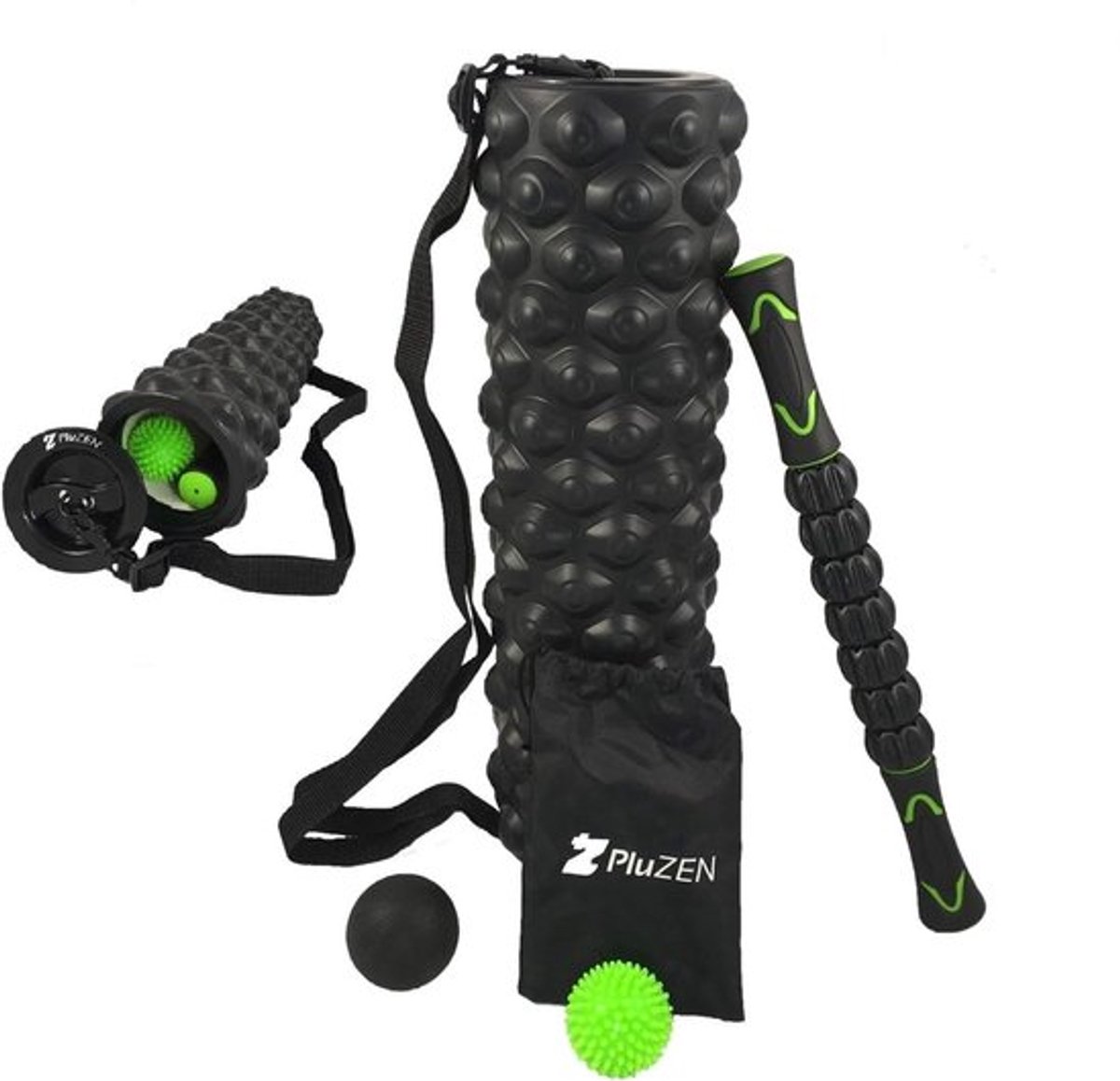 Fascia Gereedschapsset 45 cm - Massagestick met 7 Rollen - Fascia Bal 2 - Myofasciale Massage - Diepe Massage - Triggerpoint-therapie - Massageset