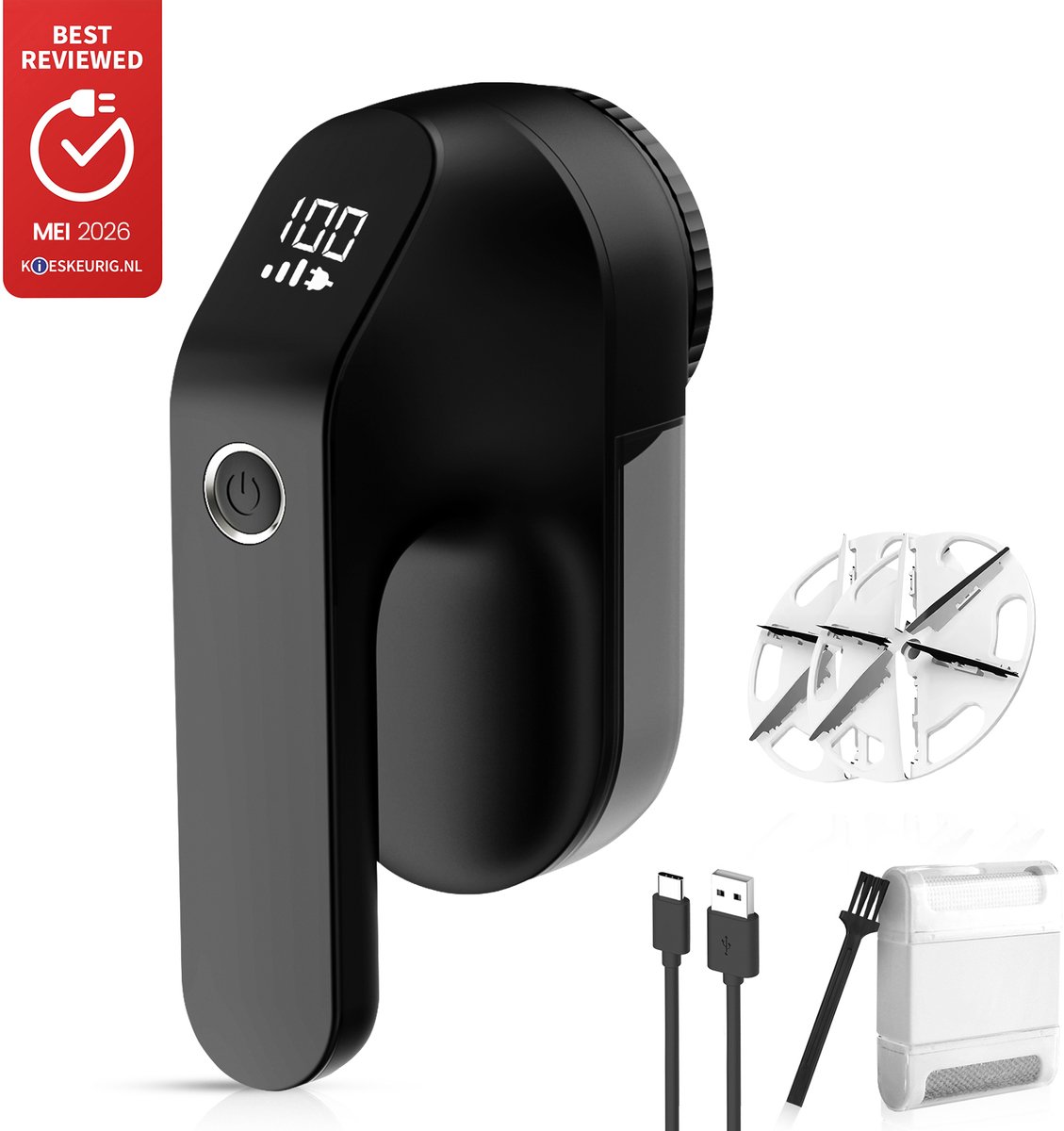 MostEssential Premium Elektrische Pluizenverwijderaar FL777 – Pluizentondeuse - USB-C Snellaadfunctie - Draadloos - 2000 mAh Batterij - PRO Edition