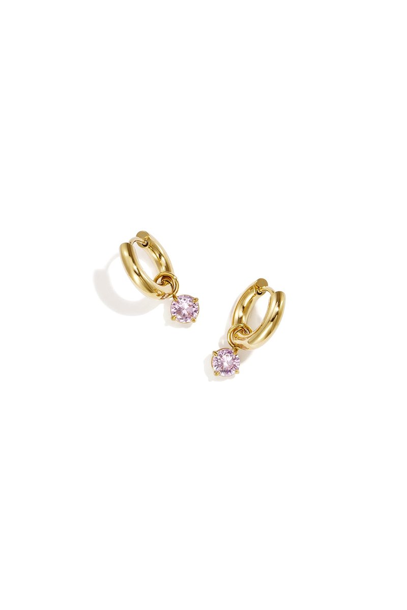 Lola - Oorringen - Zirkonia - Stainless Steel - - Roze