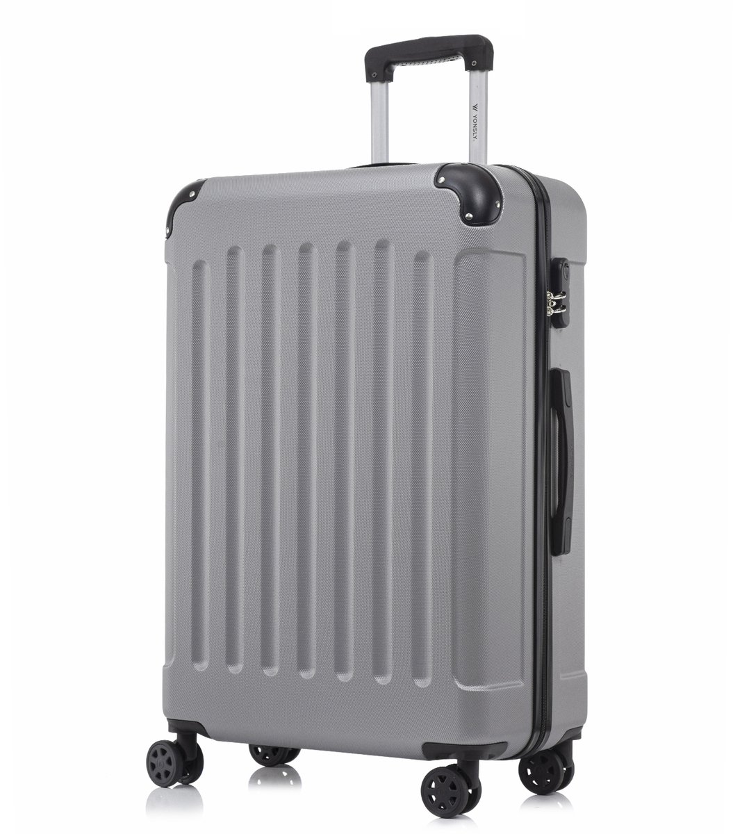 YONSLY Handbagage Koffer - 76 x 49 x 29 cm - 98 L - Cijferslot - 360° Draaibare Wielen - Grote Trolley - Lichtgrijs