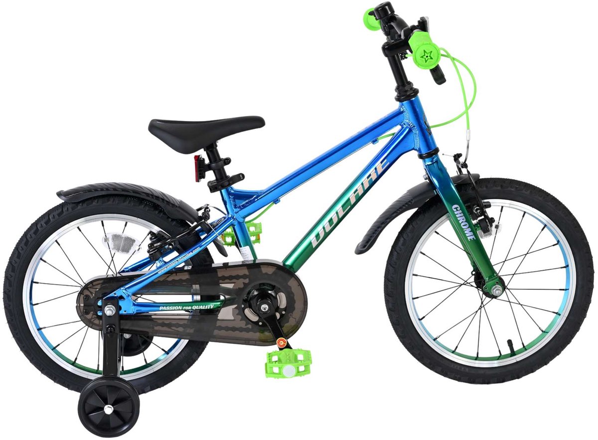 Volare Chrome Kinderfiets Jongens 16 inch Blauw Groen Twee Handremmen