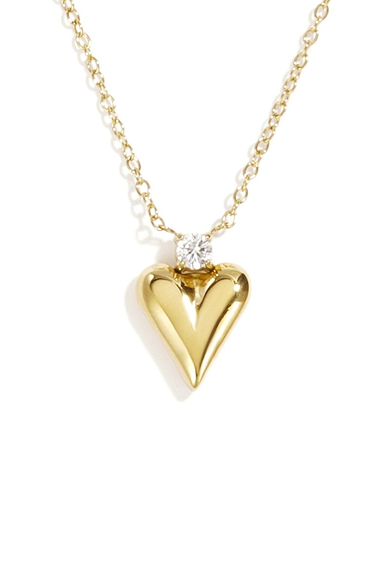 Modern-Minimalistische Schakelketting met Strak Hartmotief – RVS - Goud