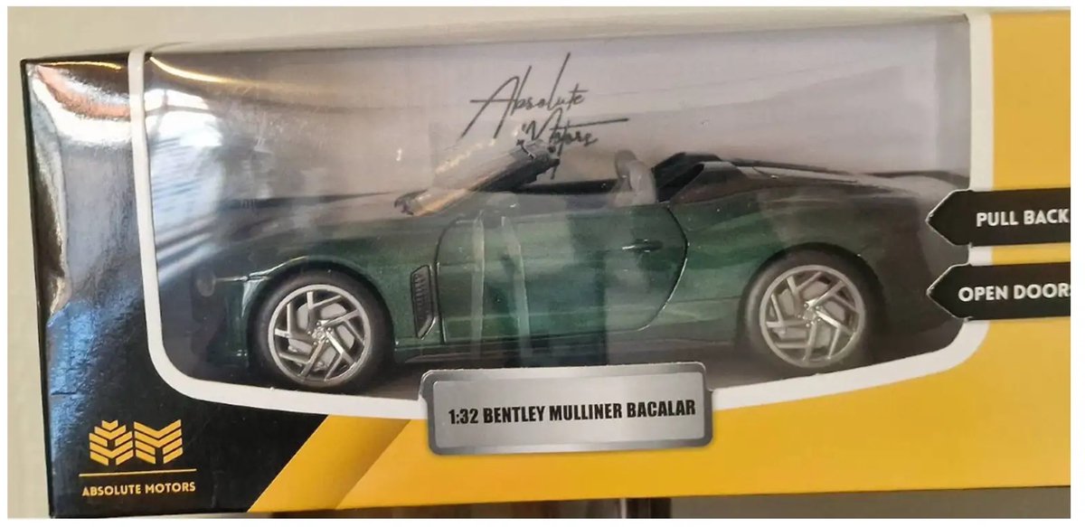 Bentley Mulliner Bacalar RS Pull-Back voertuig - 12 cm - Metaal - Met openslaande deuren - Schaal 1:32