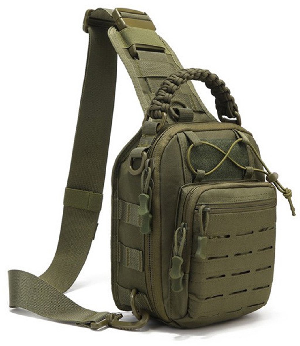 Heren borsttas - tactische camo crossbody tas - waterbestendig slijtvast - multifunctioneel - voor buitensport en militaire stijl—Legergroen