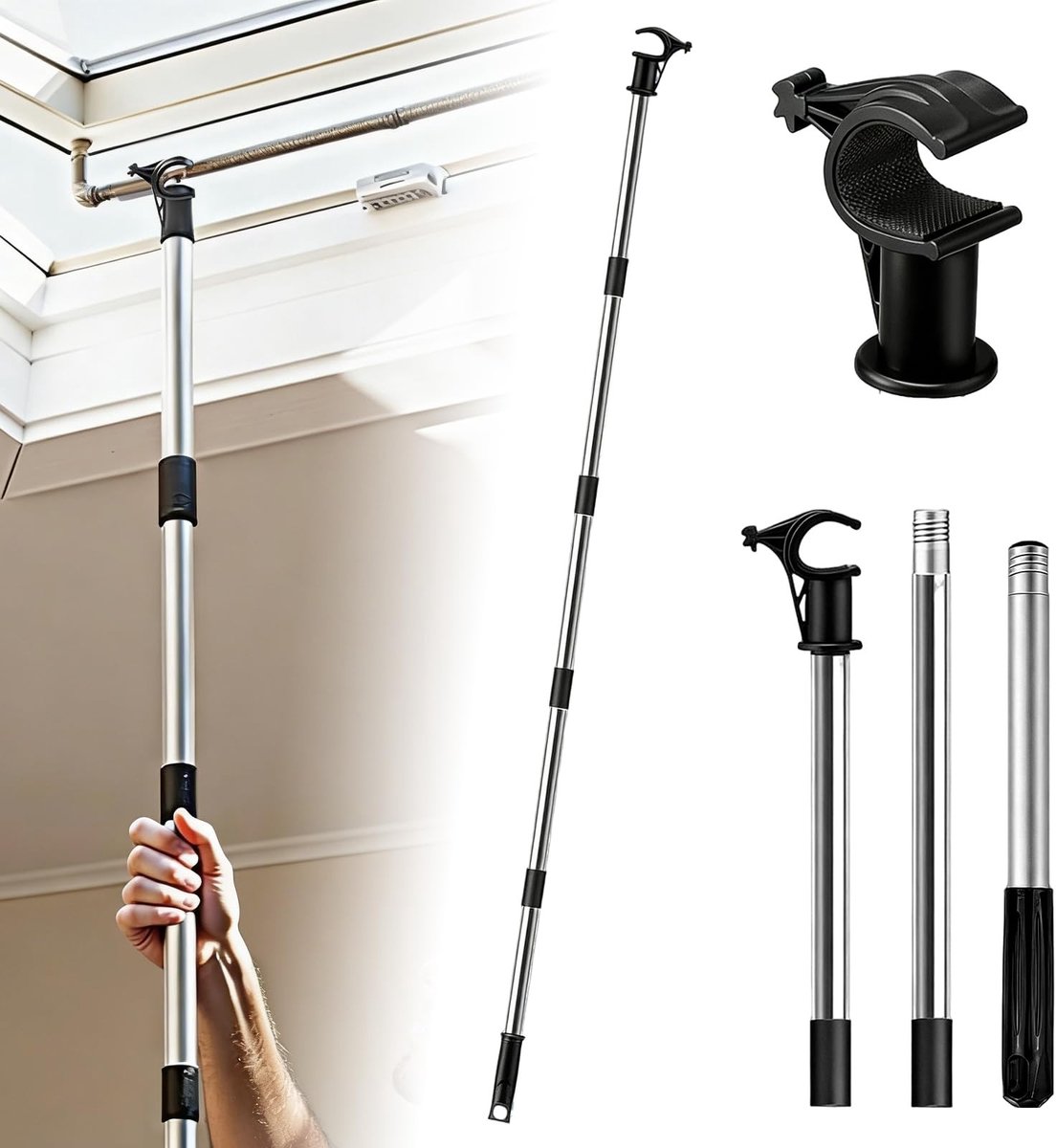 Solidchoice - Dakraamopener met Telescopische Stang - 5 Stuks voor Moeiteloos Openen